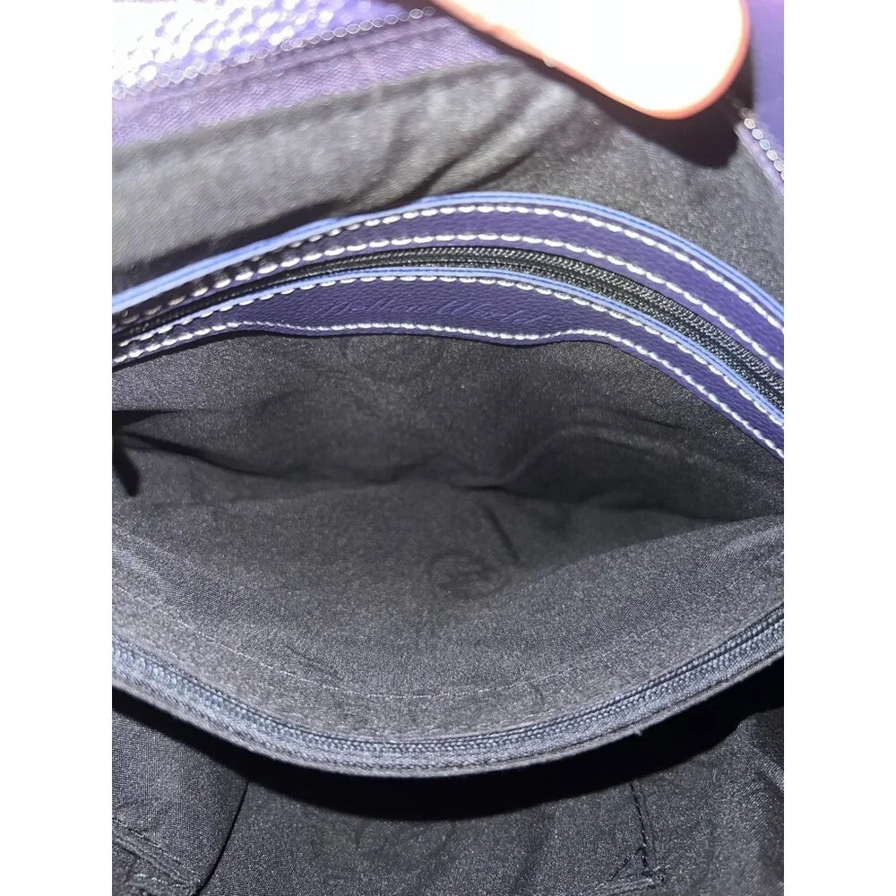 Mellow World Navy Blue/Purple Vegan Leather Tote‎ Purse W Multi Colored Tassels